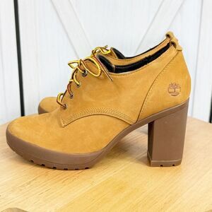 Timberland Camdale Oxford Heeled Booties Wheat Nubuck Suede Size 6.5
